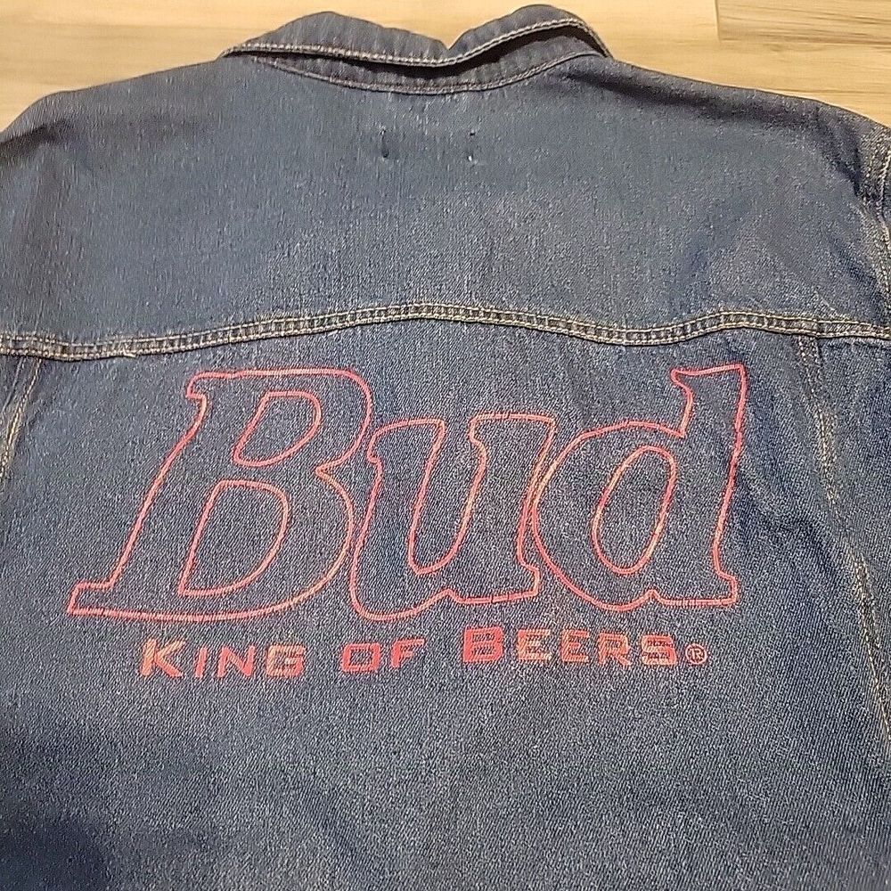 Budweiser Trucker Jacket Adult Medium‎ Blue Jean Denim Four Pocket
